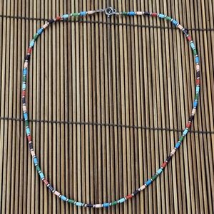 925 Multi Color Plastic Bead Necklace (Vintage)